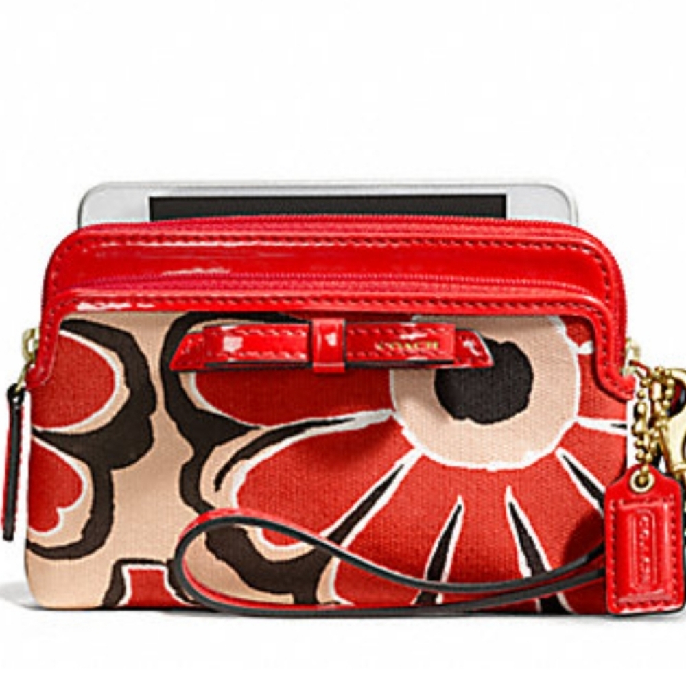 Coach Floral Scarf Db Zip Wristlet, EUC